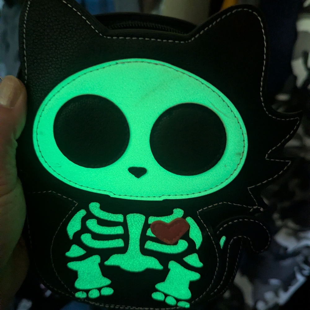 Glow-in-the-Dark Skeleton Cat Crossbody Bag